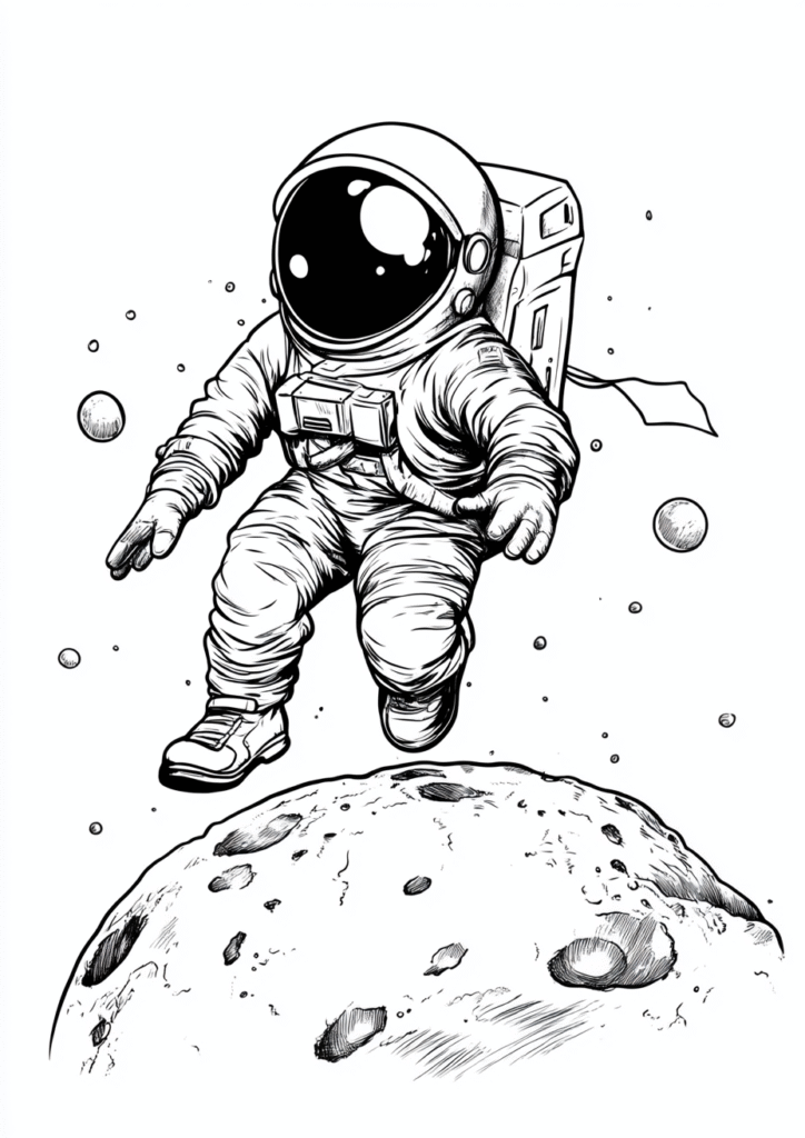 Dibujo de un astronauta fácil para colorear