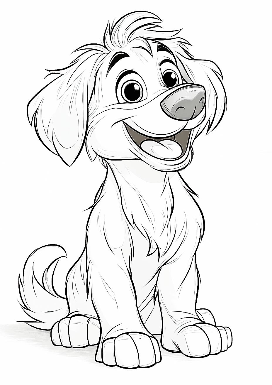 Dibujo para colorear de un perro sonriente