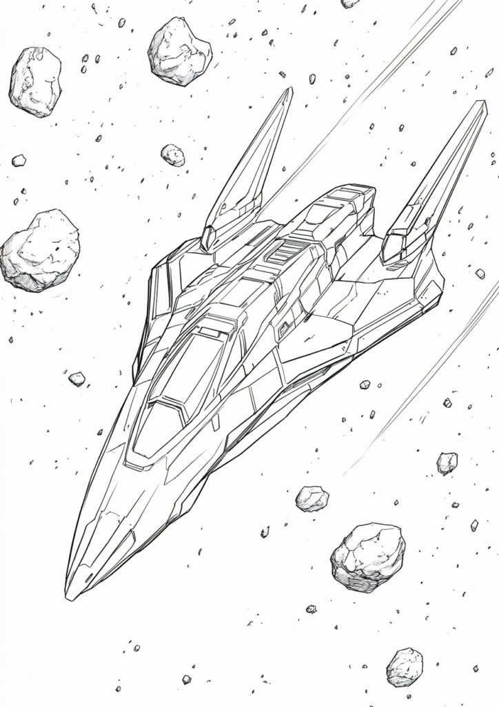Dibujo para colorear de una nave espacial