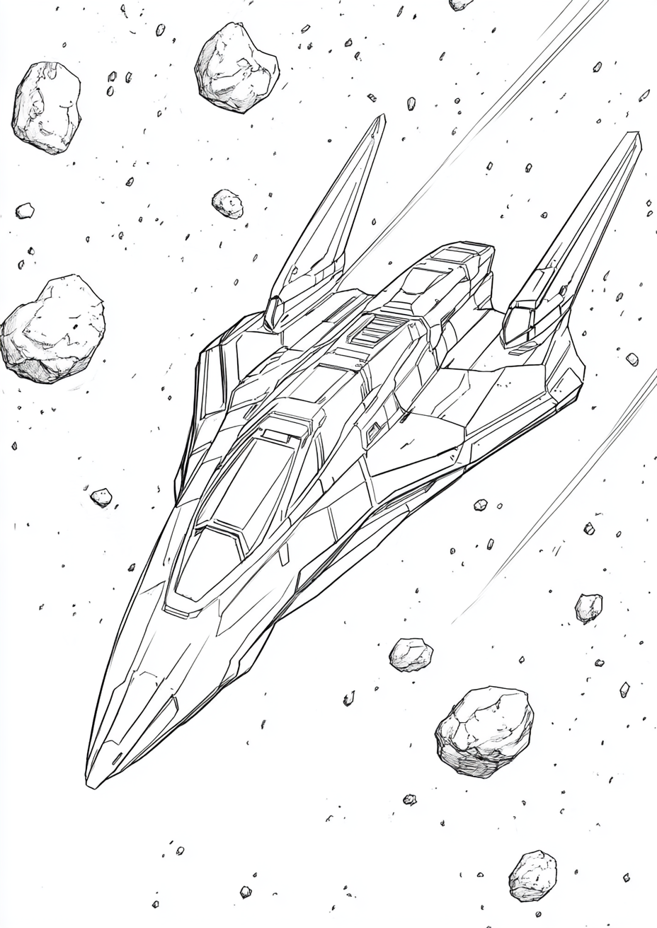 Dibujo para colorear de una nave espacial